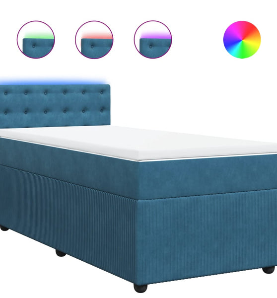 Boxspringbett mit Matratze Blau 80x200 cm Samt