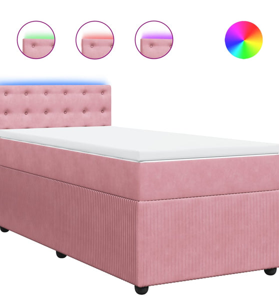 Boxspringbett mit Matratze Rosa 80x200 cm Samt