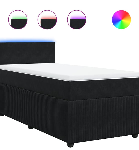 Boxspringbett mit Matratze Schwarz 90x190 cm Samt
