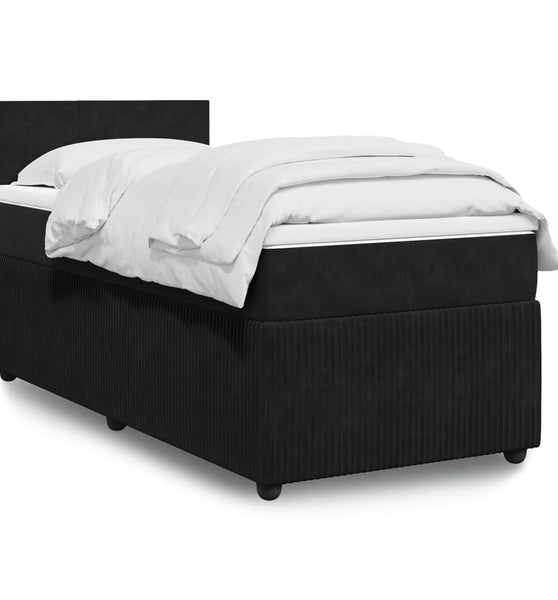 Boxspringbett mit Matratze Schwarz 90x190 cm Samt