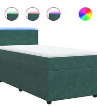 Boxspringbett mit Matratze Dunkelgrün 90x190 cm Samt