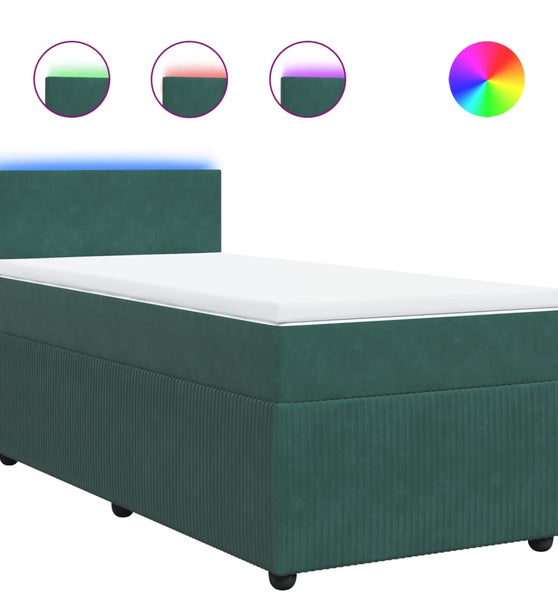 Boxspringbett mit Matratze Dunkelgrün 90x190 cm Samt