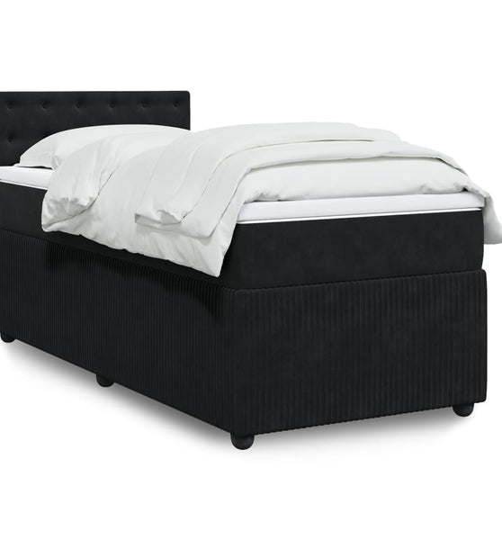 Boxspringbett mit Matratze Schwarz 90x190 cm Samt