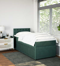 Boxspringbett mit Matratze Dunkelgrün 90x190 cm Samt