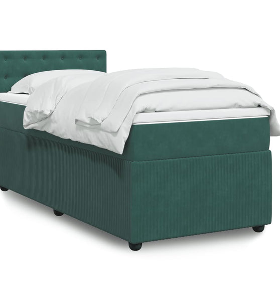 Boxspringbett mit Matratze Dunkelgrün 90x190 cm Samt