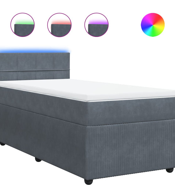 Boxspringbett mit Matratze Dunkelgrau 90x190 cm Samt