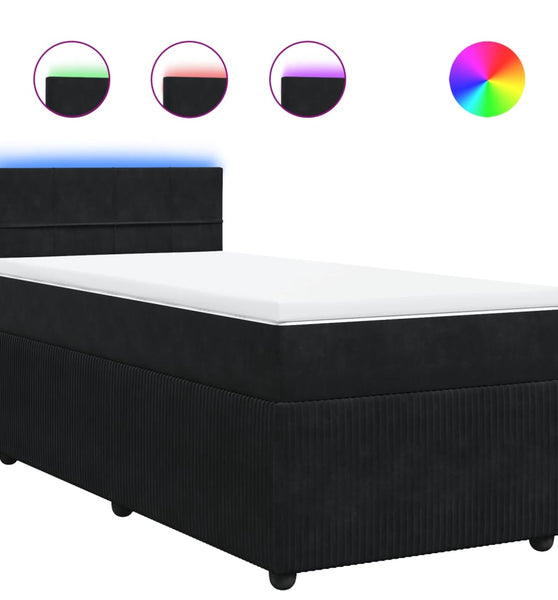 Boxspringbett mit Matratze Schwarz 90x190 cm Samt
