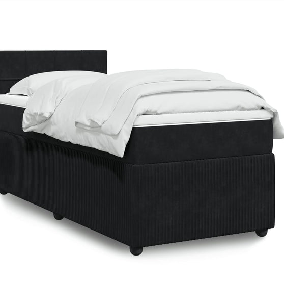 Boxspringbett mit Matratze Schwarz 90x190 cm Samt