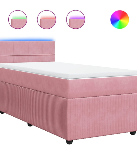 Boxspringbett mit Matratze Rosa 90x190 cm Samt