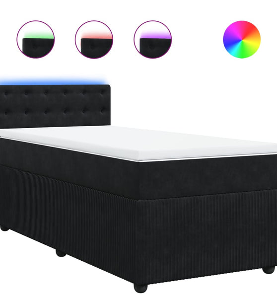 Boxspringbett mit Matratze Schwarz 90x200 cm Samt