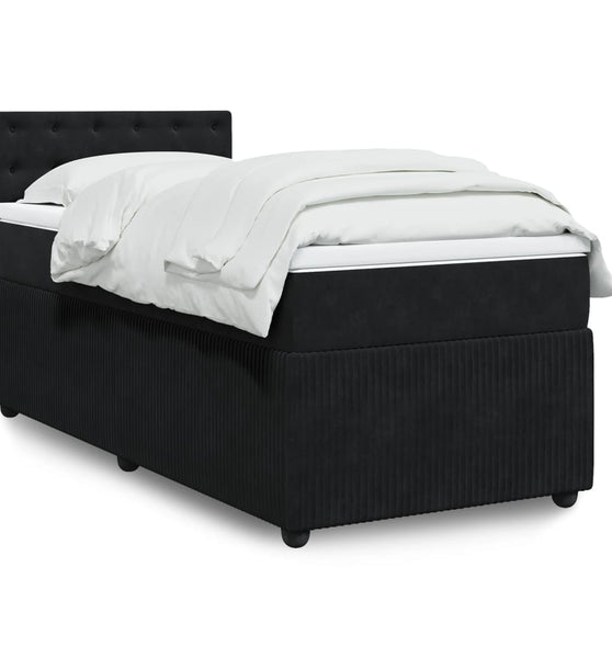Boxspringbett mit Matratze Schwarz 90x200 cm Samt