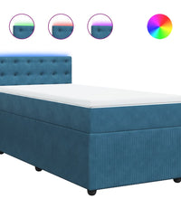 Boxspringbett mit Matratze Blau 90x200 cm Samt