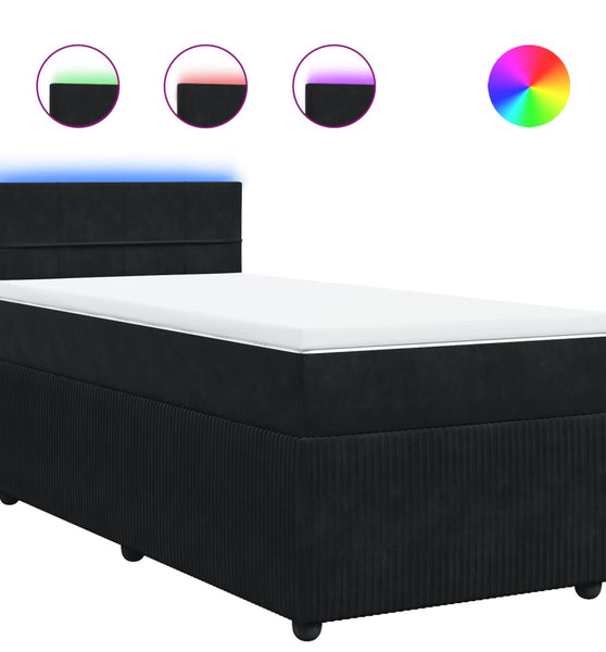 Boxspringbett mit Matratze Schwarz 90x200 cm Samt