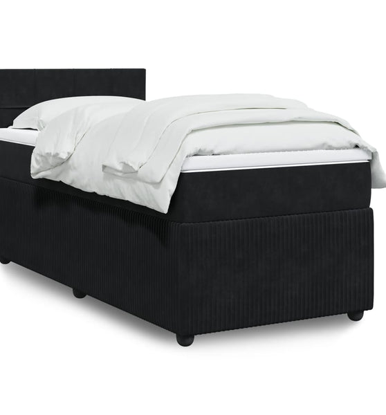 Boxspringbett mit Matratze Schwarz 90x200 cm Samt