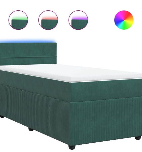Boxspringbett mit Matratze Dunkelgrün 100x200 cm Samt