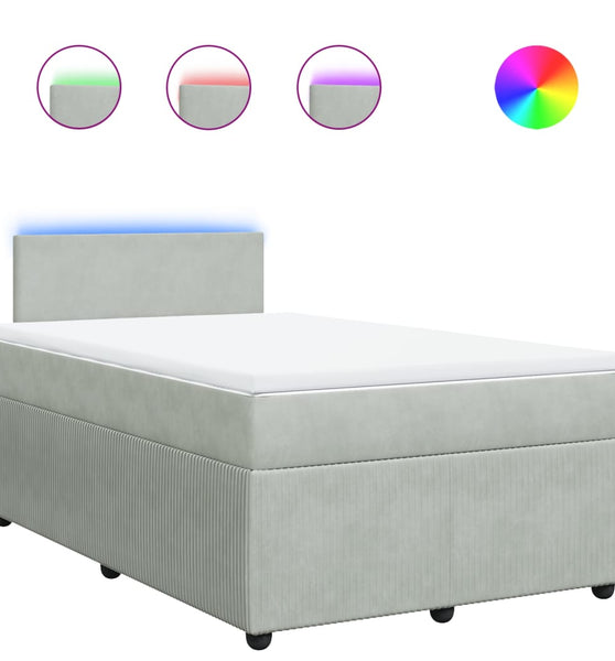 Boxspringbett mit Matratze Hellgrau 120x190 cm Samt