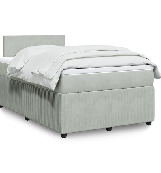 Boxspringbett mit Matratze Hellgrau 120x190 cm Samt