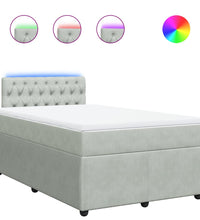 Boxspringbett mit Matratze Hellgrau 120x190 cm Samt