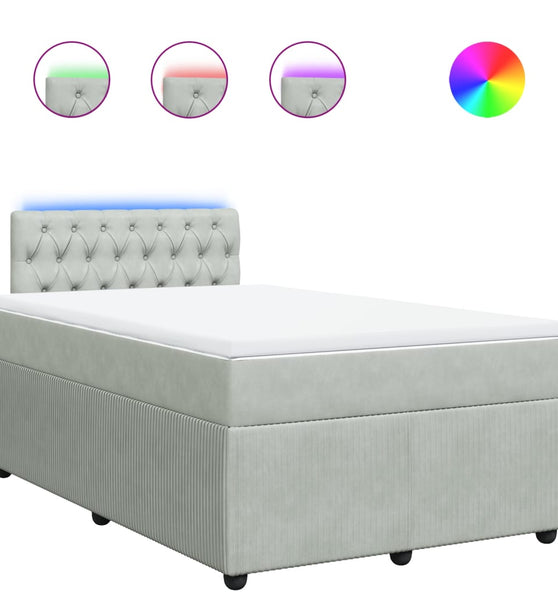 Boxspringbett mit Matratze Hellgrau 120x190 cm Samt