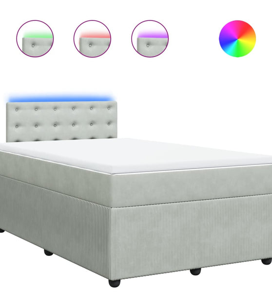 Boxspringbett mit Matratze Hellgrau 120x190 cm Samt