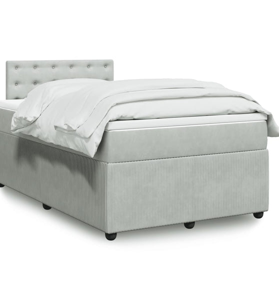 Boxspringbett mit Matratze Hellgrau 120x190 cm Samt