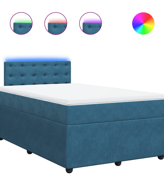 Boxspringbett mit Matratze Blau 120x190 cm Samt