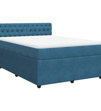 Boxspringbett mit Matratze Blau 140x190 cm Samt