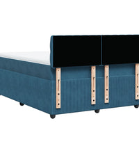 Boxspringbett mit Matratze Blau 140x190 cm Samt