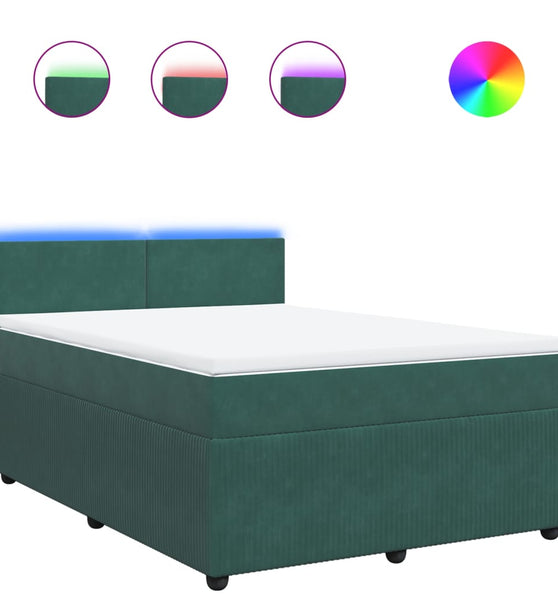 Boxspringbett mit Matratze Dunkelgrün 140x200 cm Samt
