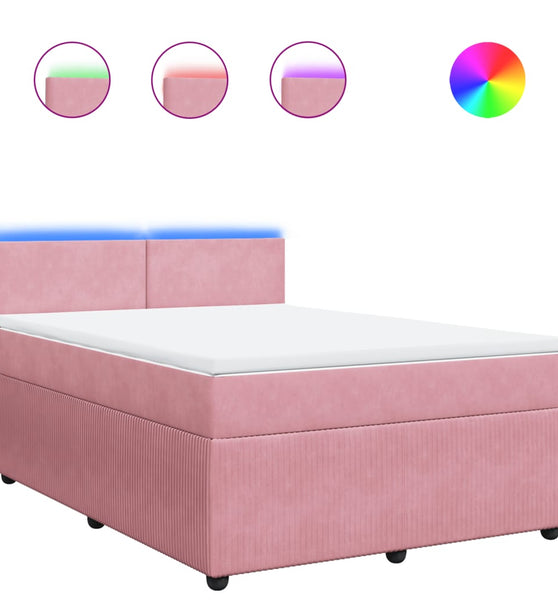 Boxspringbett mit Matratze Rosa 140x200 cm Samt
