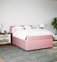 Boxspringbett mit Matratze Rosa 140x200 cm Samt