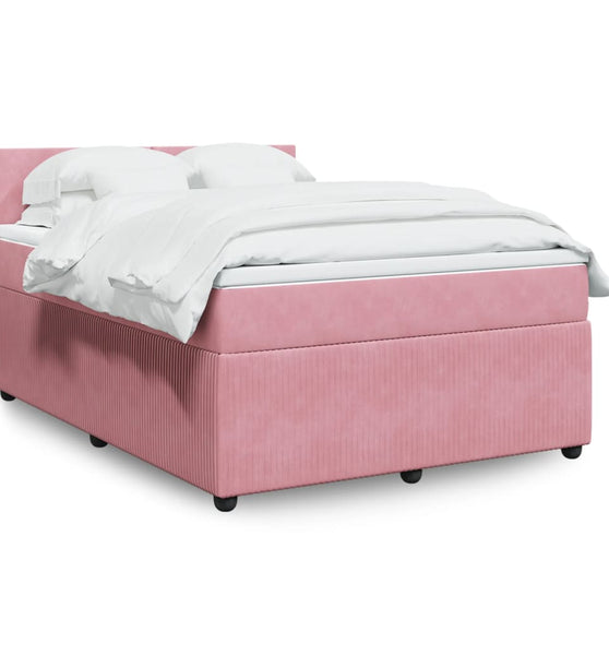 Boxspringbett mit Matratze Rosa 140x200 cm Samt