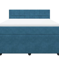 Boxspringbett mit Matratze Blau 140x200 cm Samt