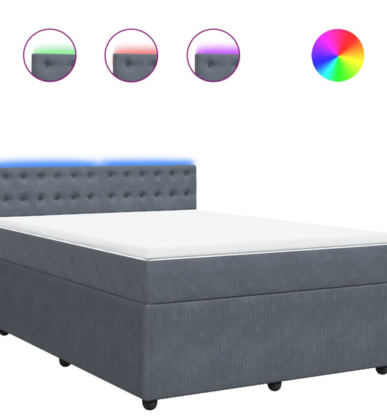 Boxspringbett mit Matratze Dunkelgrau 140x200 cm Samt