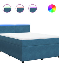 Boxspringbett mit Matratze Blau 160x200 cm Samt
