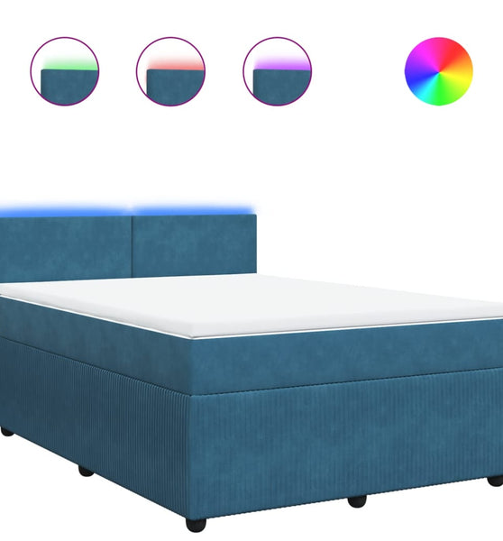 Boxspringbett mit Matratze Blau 160x200 cm Samt