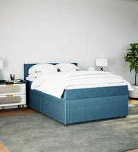 Boxspringbett mit Matratze Blau 160x200 cm Samt