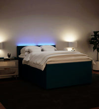 Boxspringbett mit Matratze Blau 160x200 cm Samt