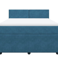 Boxspringbett mit Matratze Blau 160x200 cm Samt