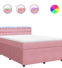 Boxspringbett mit Matratze Rosa 160x200 cm Samt