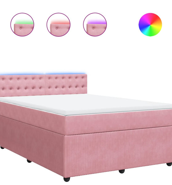 Boxspringbett mit Matratze Rosa 160x200 cm Samt