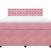 Boxspringbett mit Matratze Rosa 160x200 cm Samt