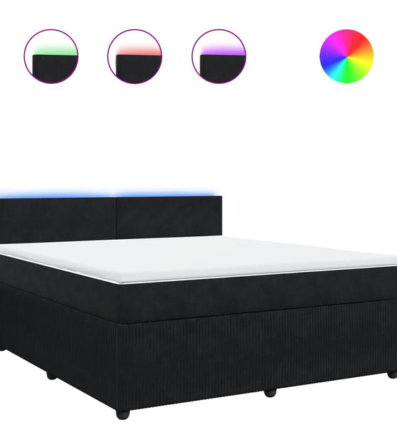 Boxspringbett mit Matratze Schwarz 180x200 cm Samt