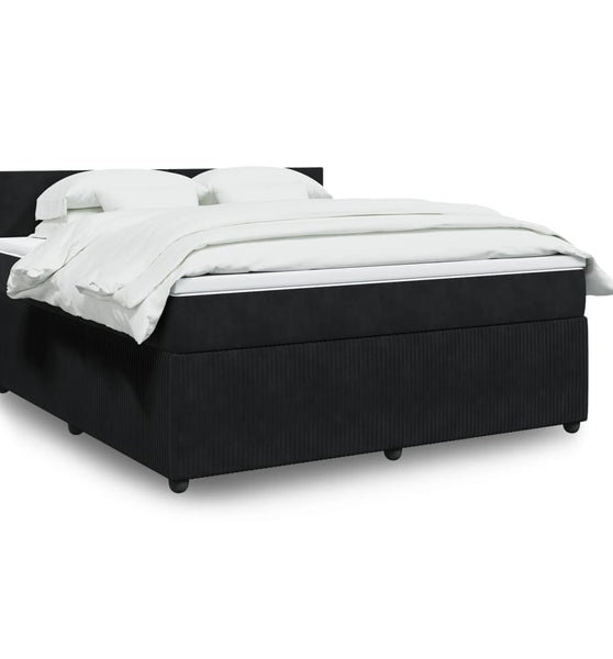 Boxspringbett mit Matratze Schwarz 180x200 cm Samt