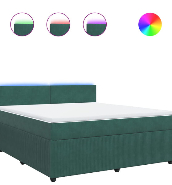 Boxspringbett mit Matratze Dunkelgrün 180x200 cm Samt