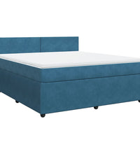 Boxspringbett mit Matratze Blau 180x200 cm Samt
