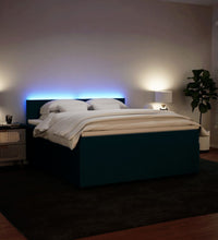 Boxspringbett mit Matratze Blau 180x200 cm Samt