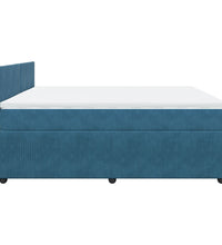 Boxspringbett mit Matratze Blau 180x200 cm Samt