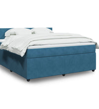 Boxspringbett mit Matratze Blau 180x200 cm Samt