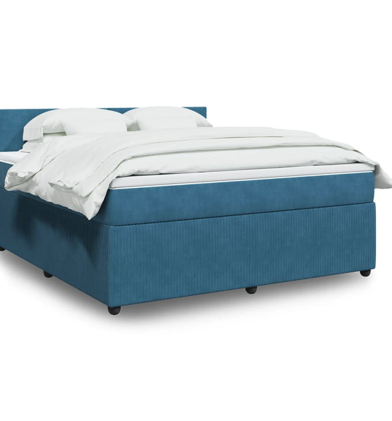 Boxspringbett mit Matratze Blau 180x200 cm Samt